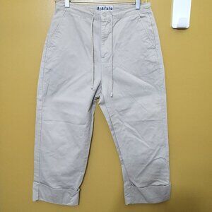 VTG 90s Que Pasa Beige Wide Cuffed Leg Cotton Capris Sz 8 Classic Casual